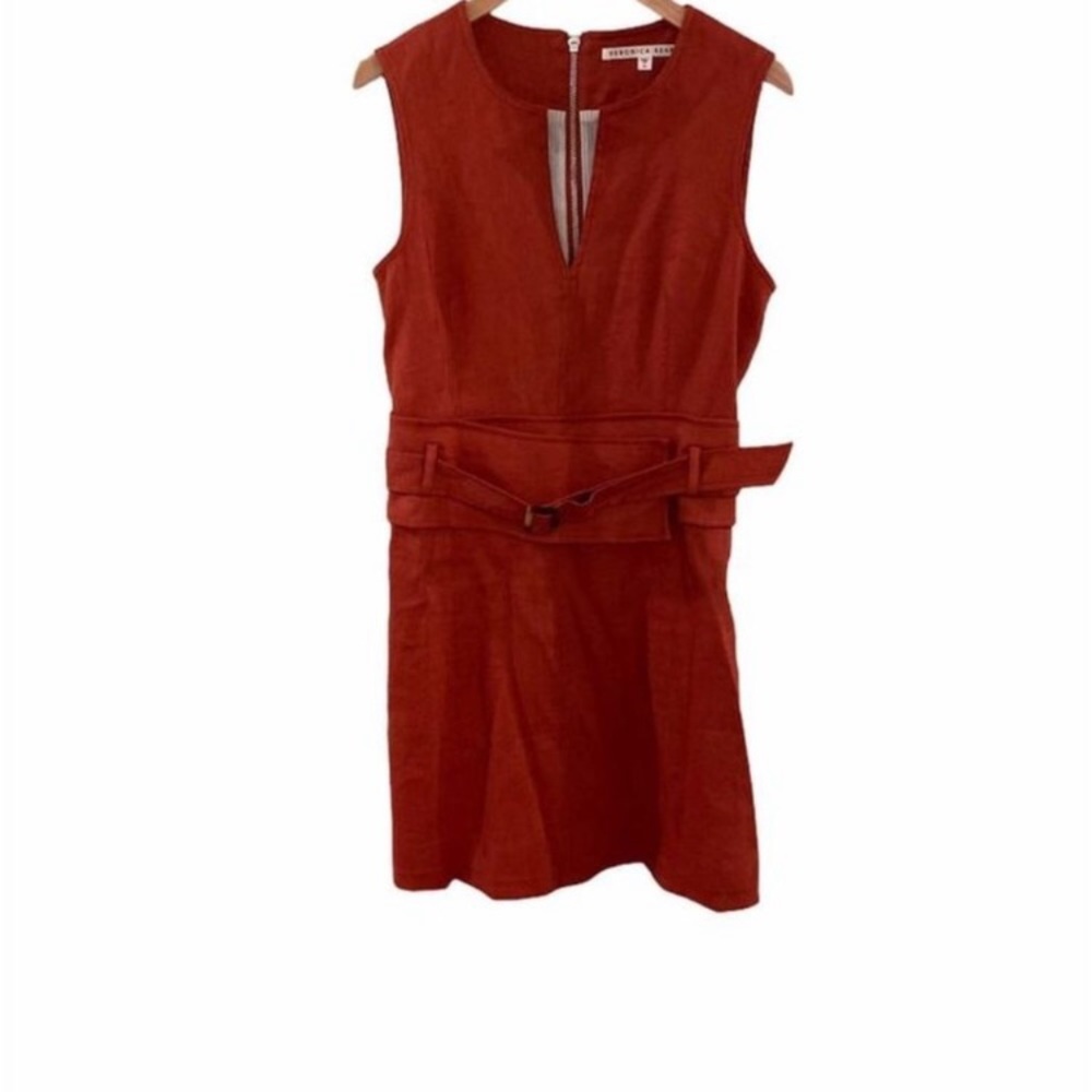 VERONICA BEARD Sadira Belted Sheath Mini Dress.